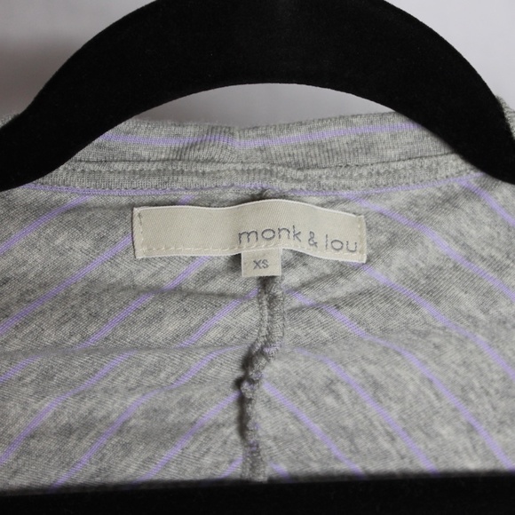 Monk & Lou Grey and Purple Striped Long Sleeve Top - Picture 4 of 6